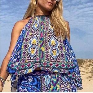 Zara printed flowy swing style tank top bloggers favorite